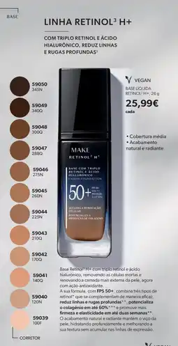 O Boticário BASE LÍQUIDA RETINOL³ H+, 26 g promoção