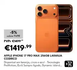 Radio Popular apple iphone 17 pro max 256gb laranja cosmico promoção