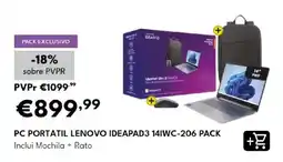 Radio Popular pc portatil lenovo ideapad3 14iwc-206 pack promoção
