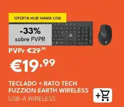 Radio Popular teclado + rato tech fuzzion earth wireless promoção