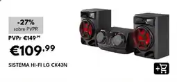 Radio Popular sistema hi-fi lg ck43n promoção