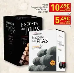 Recheio Pias - vinho encosta das pipas tinto/ branco bag in box promoção