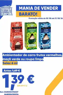 Casa Cheia Ambientador de carro frutos vermelhos, maçã verde ou roupa limpa promoção