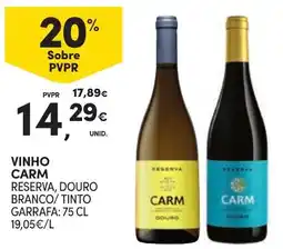 Continente vinho carm reserva, douro branco/tinto promoção