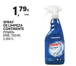 Continente spray de limpeza continente power+ promoção