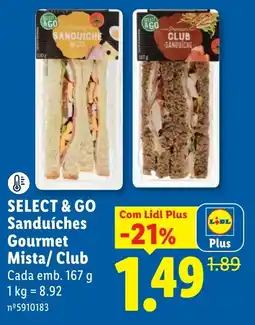 Lidl Select & Go Sanduíches Gourmet Mista/ Club promoção