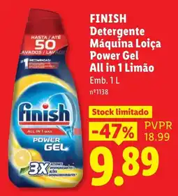 Lidl Finish detergente máquina loiça power gel all in 1 limão promoção