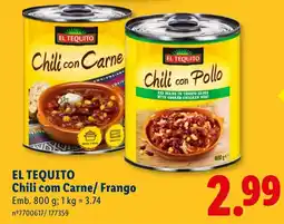 Lidl El tequito chili com carne/frango promoção