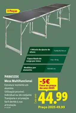 Lidl Parkside mesa multifuncional promoção