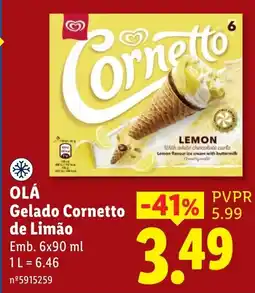 Lidl Gelado Cornetto de Limão promoção