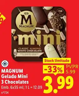 Lidl magnum gelado mini 3 chocolates promoção
