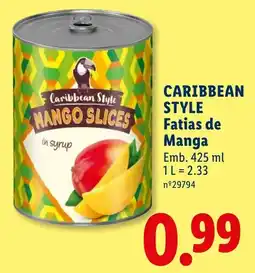 Lidl caribbean style mango slices in syrup promoção