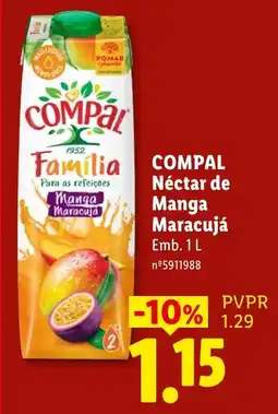 Lidl Compal nectar de manga maracujá promoção