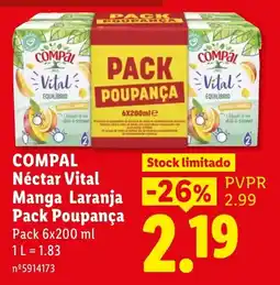 Lidl Compal néctar vital manga laranja promoção