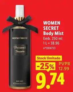 Lidl women'secret body mist promoção