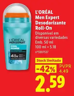 Lidl L'Oréal men expert desodorante roll-on promoção
