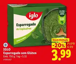 Lidl iglo esparregado sem glúten promoção