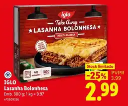 Lidl iglo lasanha bolonhesa promoção