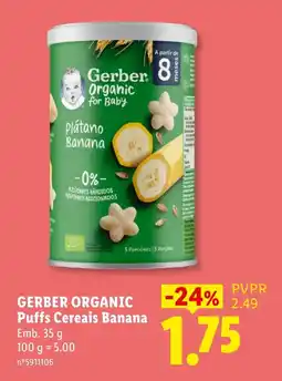 Lidl Gerber organic puffs cereais banana promoção