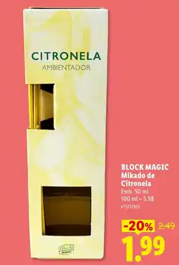 Lidl Block magic mikado de citronela promoção