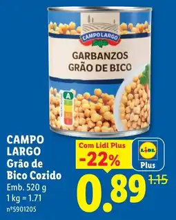 Lidl Campo Largo grão de bico cozido promoção