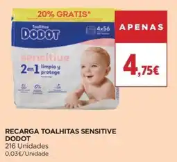 El Corte Inglés recarga toalhitas sensitive dodot promoção