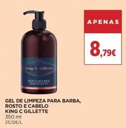 El Corte Inglés gel de limpeza para barba, rosto e cabelo king c gillette promoção