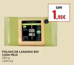 El Corte Inglés folhas de lasanha bio casa milo promoção