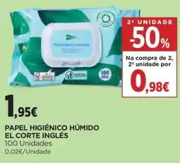 El Corte Inglés Papel higiénico húmido promoção