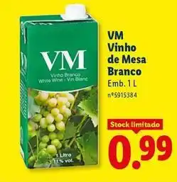 Lidl Vinho de mesa branco promoção