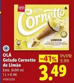 Lidl Cornetto - gelado de limão promoção
