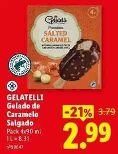 Lidl Gelatelli - gelado de caramelo salgado promoção