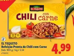 Lidl El tequito refeição pronta de chili com carne promoção