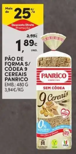 Continente Bom dia Pão de forma s/ cód 9 cereais panrico promoção
