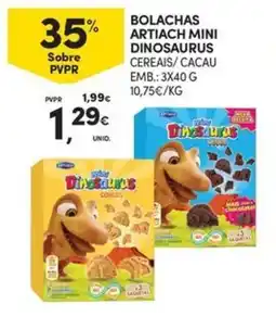 Continente Bom dia Bolachas artiach mini dinossauros cereais/cacau promoção