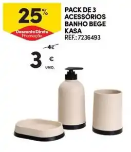 Continente Bom dia Pack de 3 acessórios banho bege kasa promoção