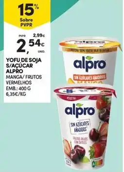 Continente Bom dia Yofu de soja s/ açúcar alpro manga/ frutos vermelhos promoção