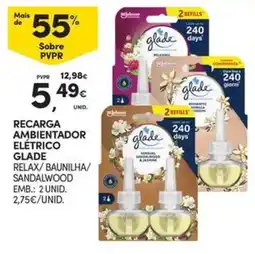 Continente Bom dia recarga ambientador elétrico glade relax/ baunilha/ sandalwood promoção