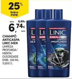 Continente Bom dia Champô anticapsa linic men limpeza profunda/ menta/ oleosidade promoção