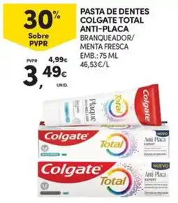 Continente Bom dia Pasta de dentes colgate total anti-placa branqueador/menta fresca promoção