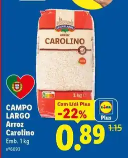 Lidl CAMPO LARGO Arroz Carolino promoção