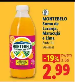 Lidl MONTEBELO Sumo de Laranja, Maracujá e Lima promoção