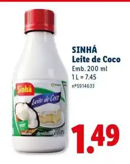 Lidl SINHÁ Leite de Coco promoção