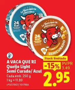 Lidl A VACA QUE RI Queijo Light Semi Curado/ Azul promoção