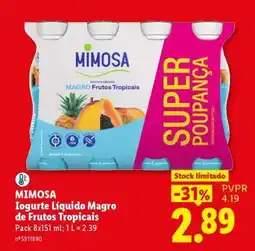 Lidl MIMOSA Iogurte Líquido Magro de Frutos Tropicais promoção