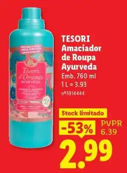 Lidl TESORI Amaciador de Roupa Ayurveda promoção