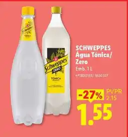 Lidl Schweppes Água Tónica Zero promoção