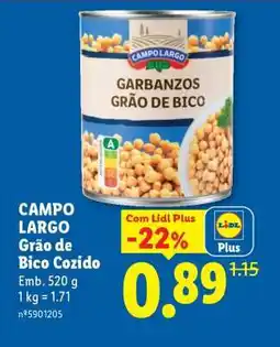 Lidl Campo Largo Grão de Bico Cozido promoção