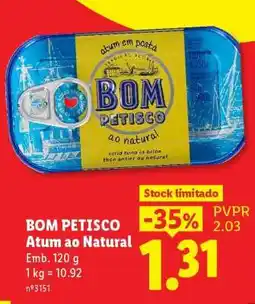 Lidl BOM PETISCO Atum ao Natural promoção