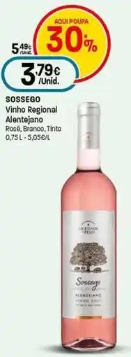 Intermarché SOSSEGO Vinho Regional Alentejano Rosé, Branco, Tinto promoção